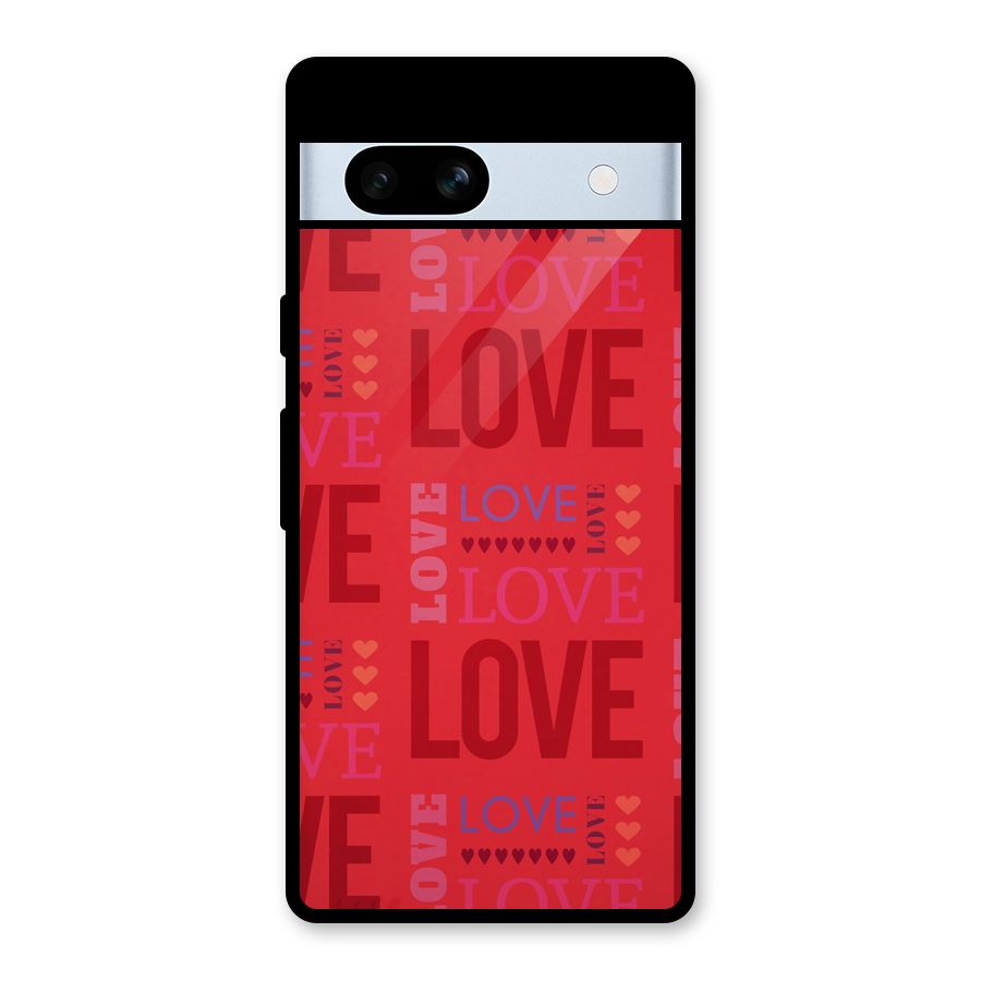 Love Pattern Glass Back Case for Google Pixel 7a