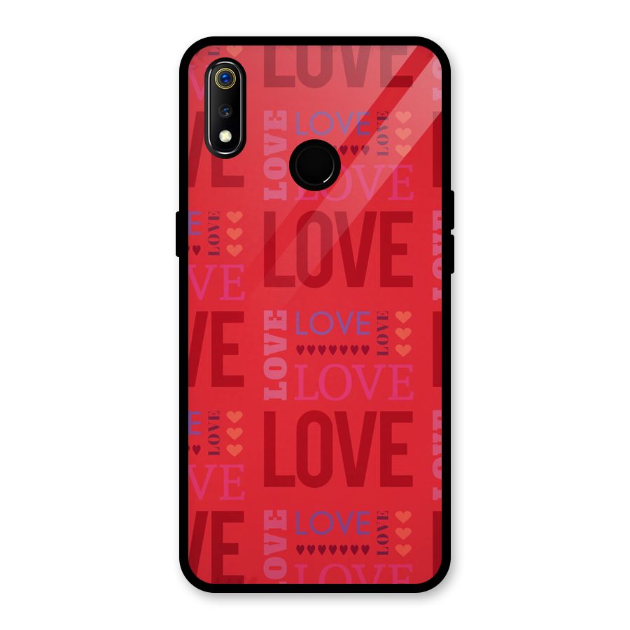 Love Pattern Glass Back Case for Realme 3i