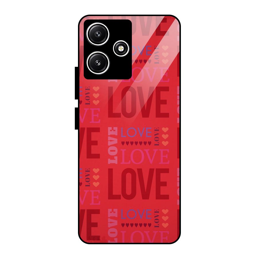 Love Pattern Glass Back Case for Redmi 12 5G