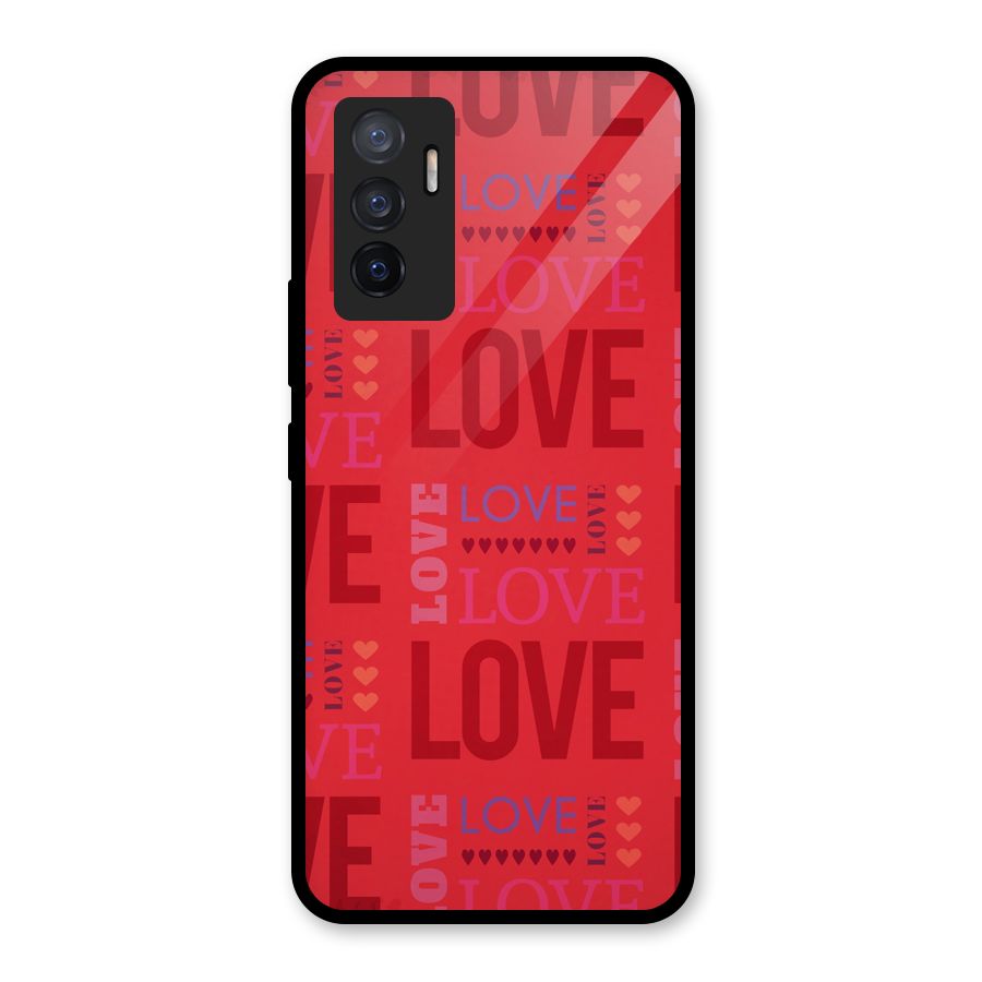 Love Pattern Glass Back Case for Vivo V23e