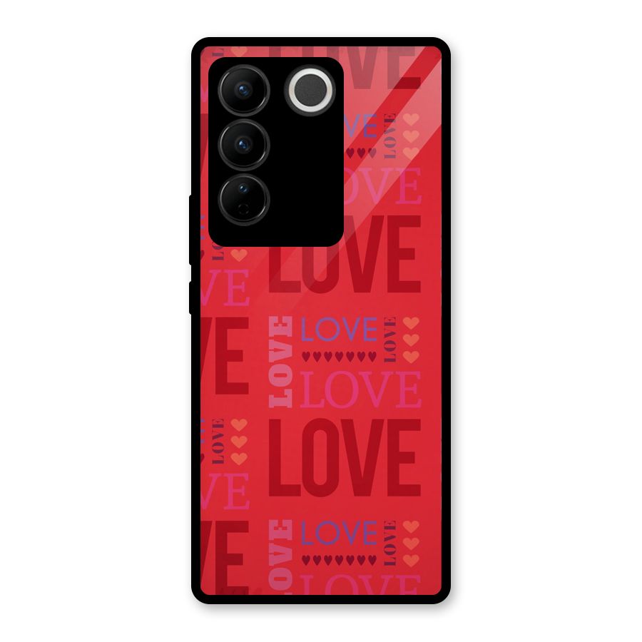 Love Pattern Glass Back Case for Vivo V27