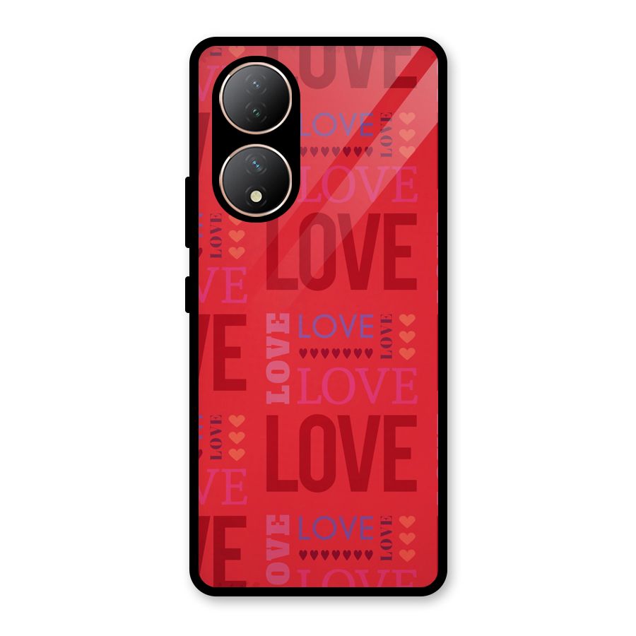 Love Pattern Glass Back Case for Vivo Y100A