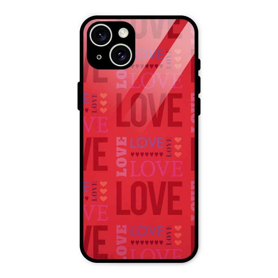 Love Pattern Glass Back Case for iPhone 15 Plus