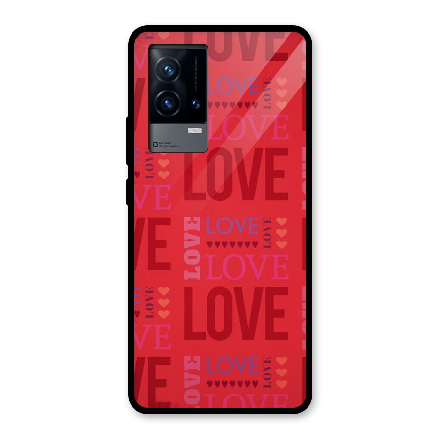 Love Pattern Glass Back Case for iQOO 9 5G
