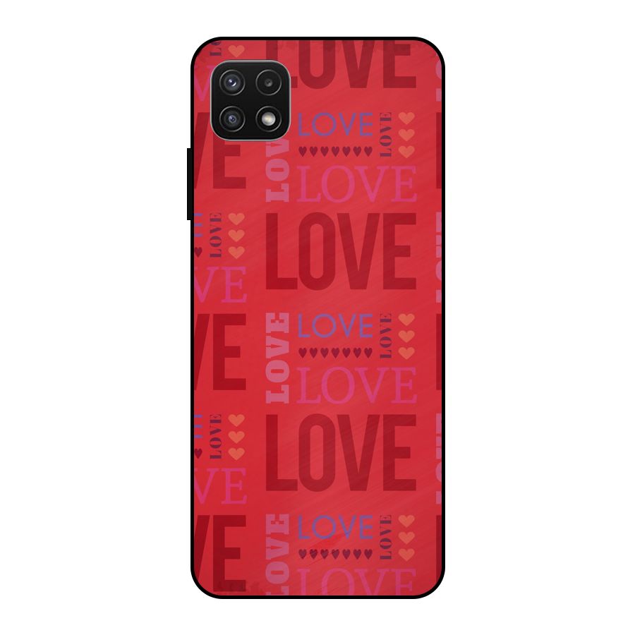 Love Pattern Metal Back Case for Galaxy A22 5G