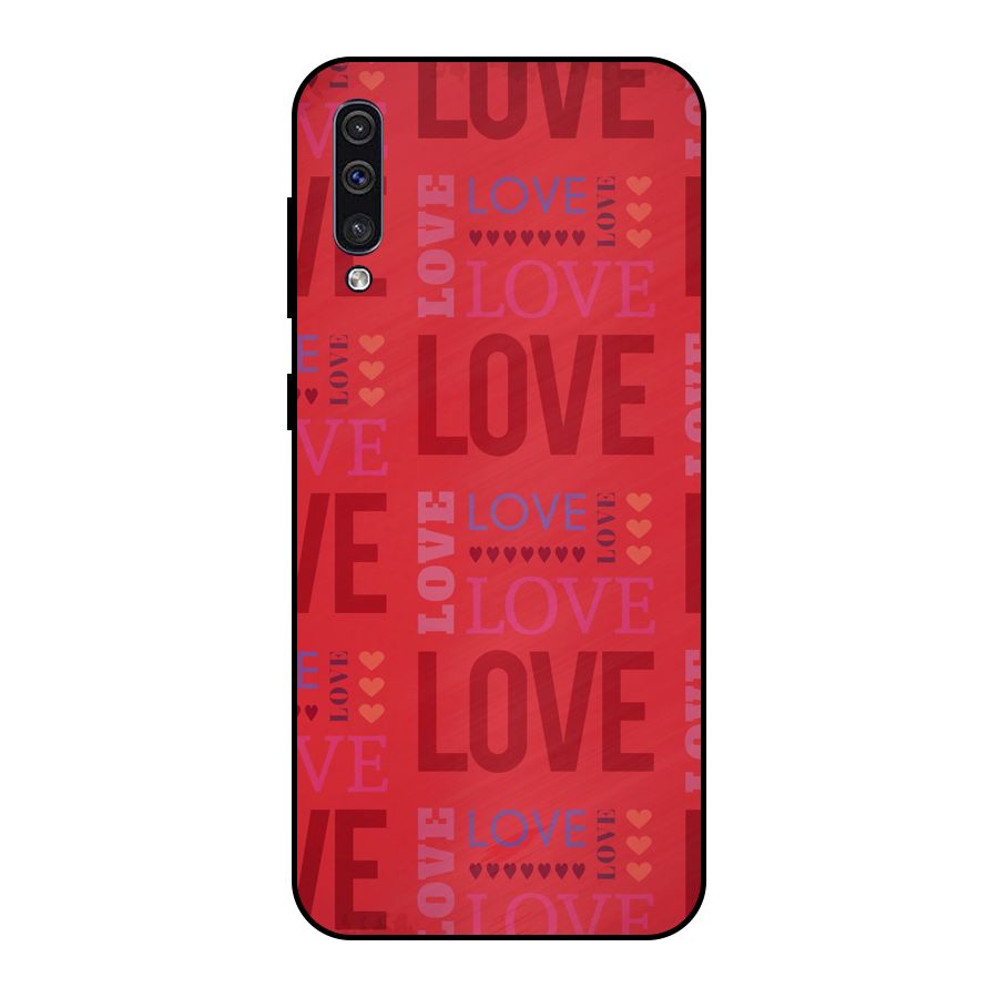 Love Pattern Metal Back Case for Galaxy A50