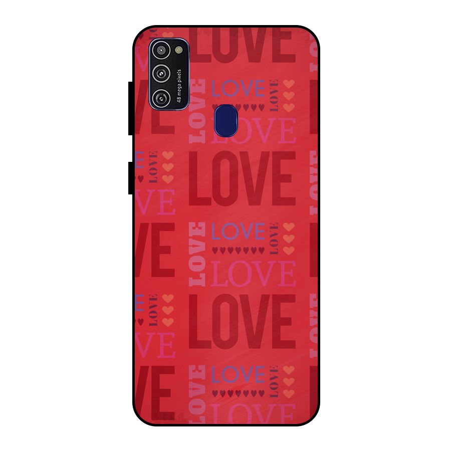 Love Pattern Metal Back Case for Galaxy M21