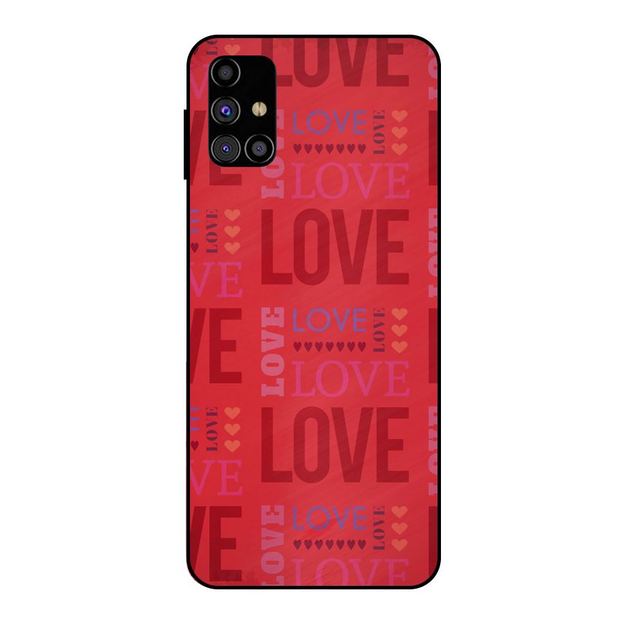 Love Pattern Metal Back Case for Galaxy M31s