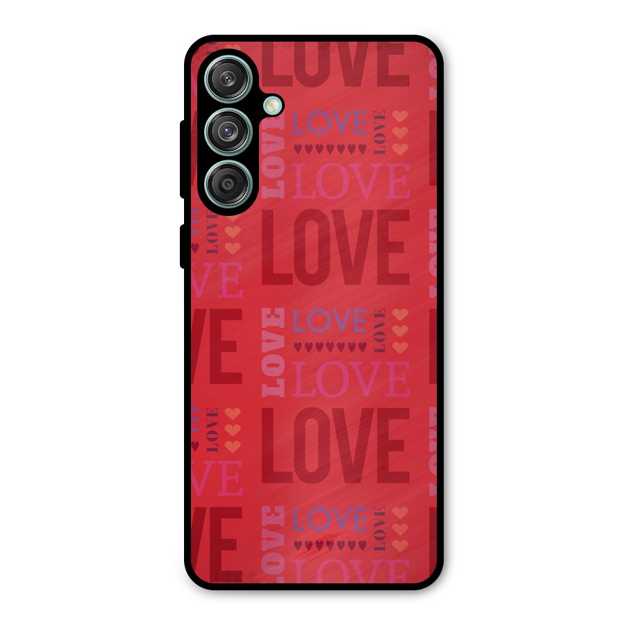 Love Pattern Metal Back Case for Galaxy M55 5G