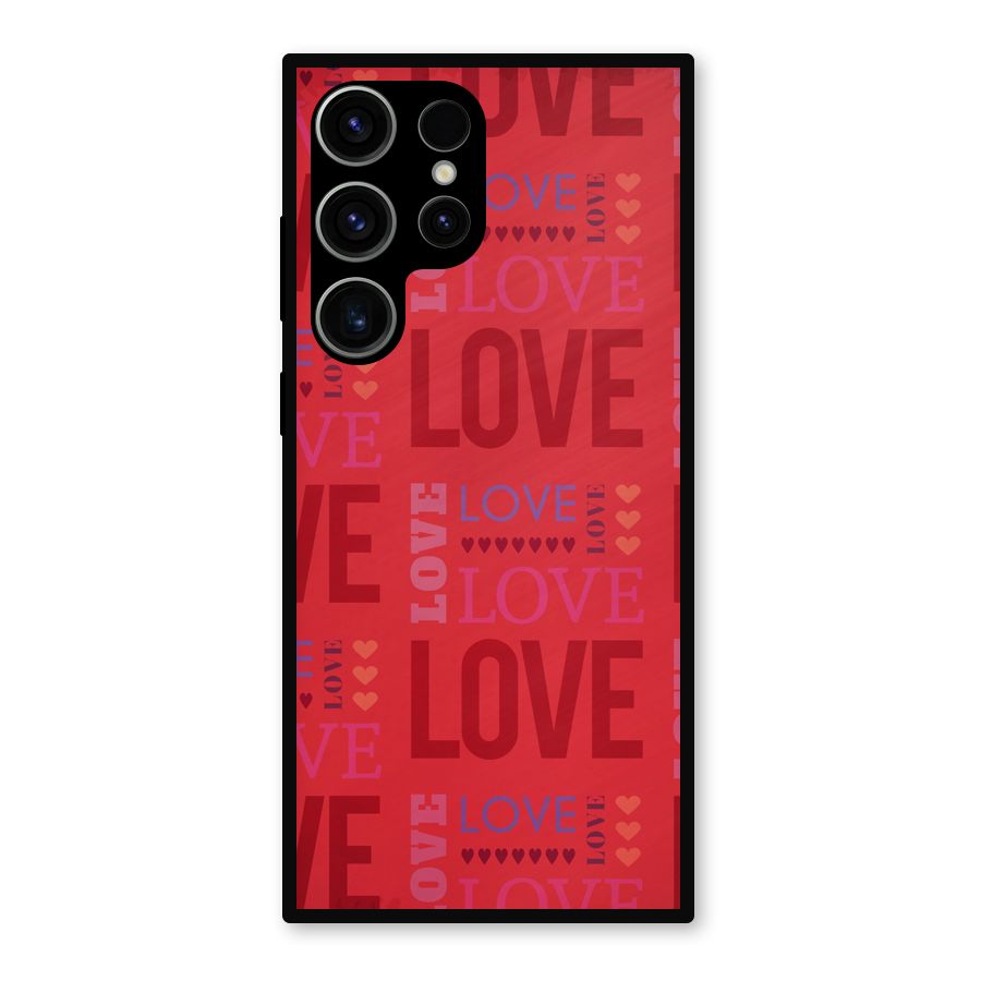 Love Pattern Metal Back Case for Galaxy S23 Ultra