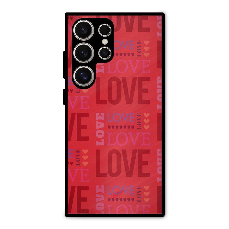 Love Pattern Metal Back Case for Galaxy S24 Ultra