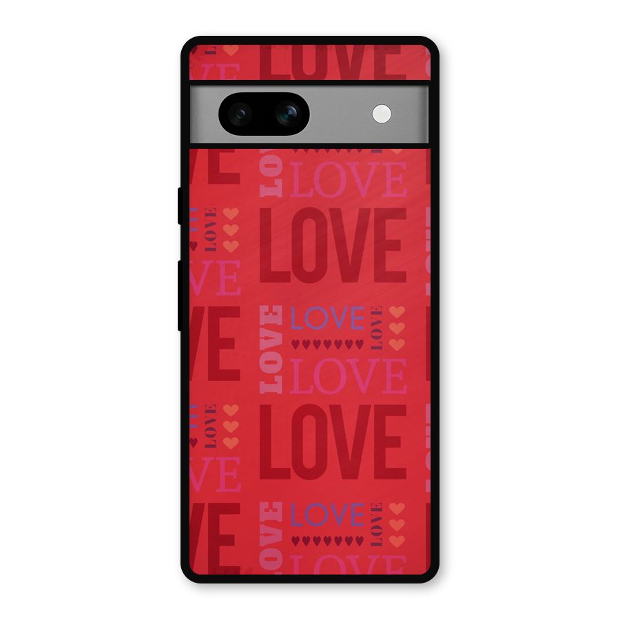 Love Pattern Metal Back Case for Google Pixel 7a