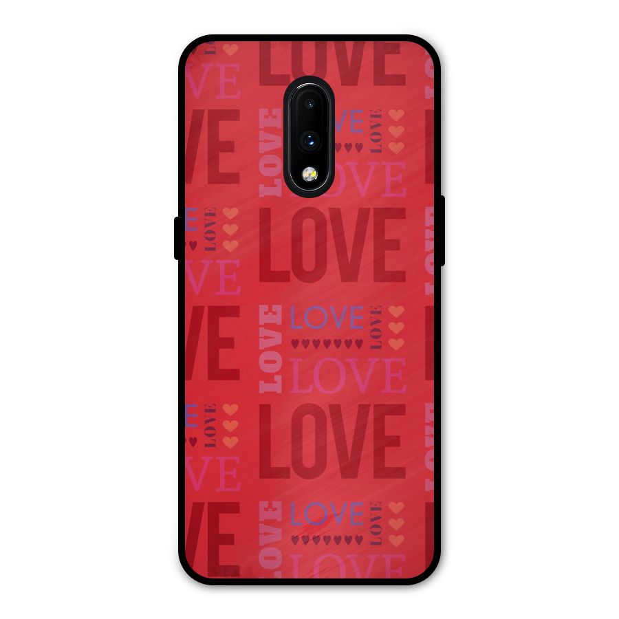 Love Pattern Metal Back Case for OnePlus 7