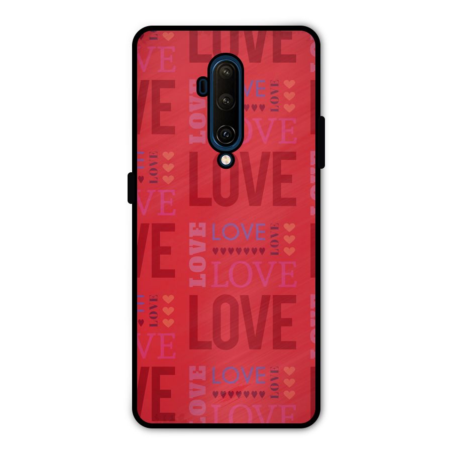 Love Pattern Metal Back Case for OnePlus 7T Pro