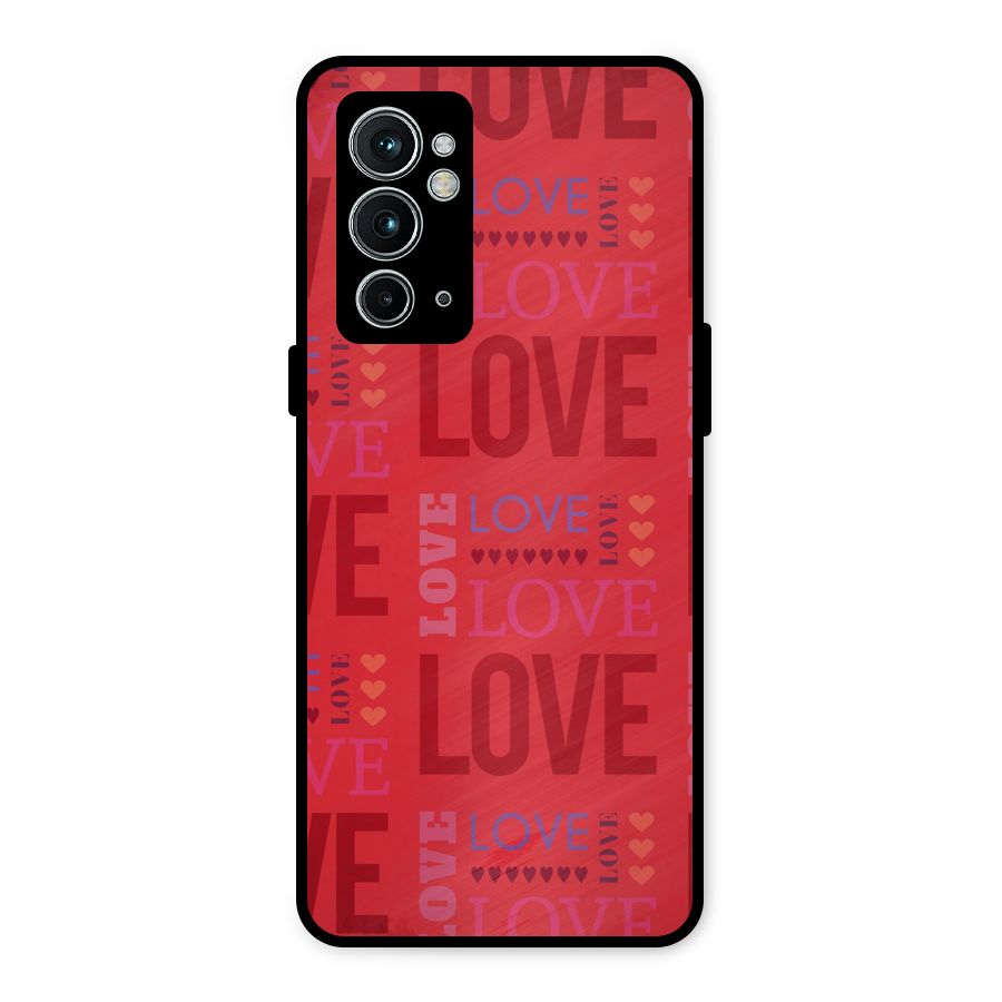 Love Pattern Metal Back Case for OnePlus 9RT 5G