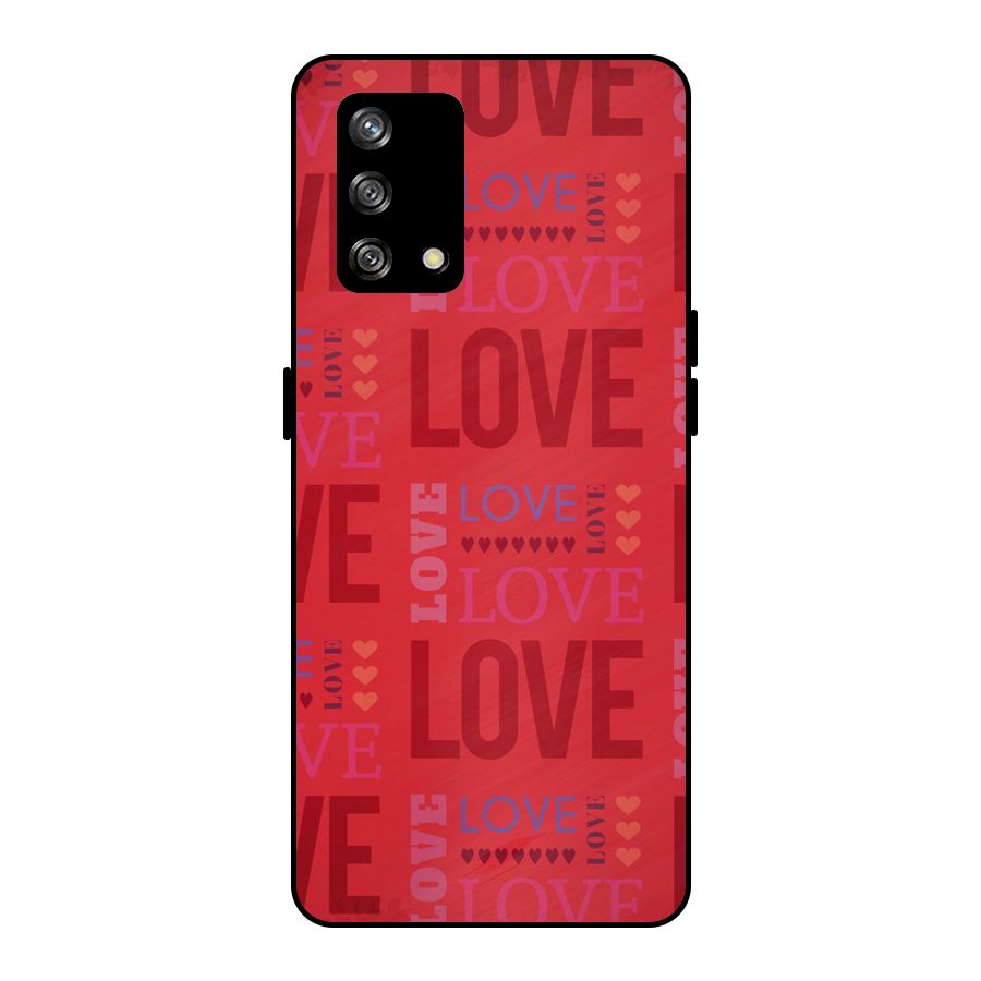 Love Pattern Metal Back Case for Oppo F19