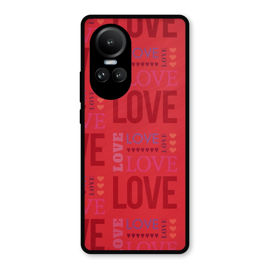 Love Pattern Metal Back Case for Oppo Reno10 Pro