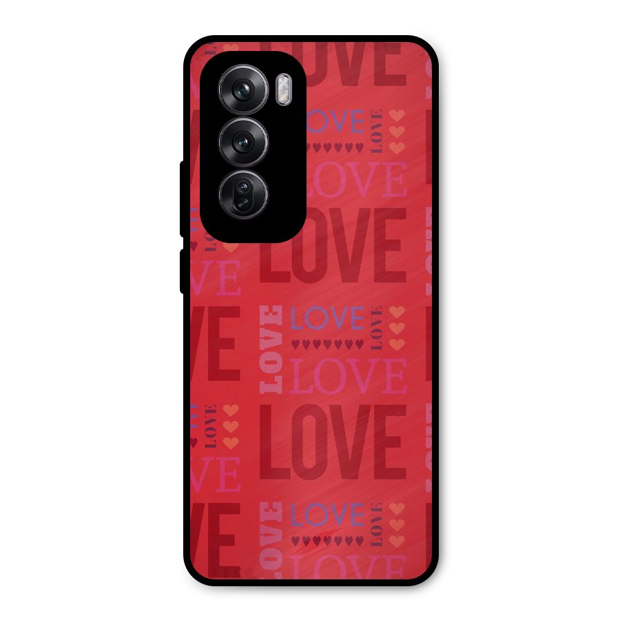 Love Pattern Metal Back Case for Oppo Reno12 Pro