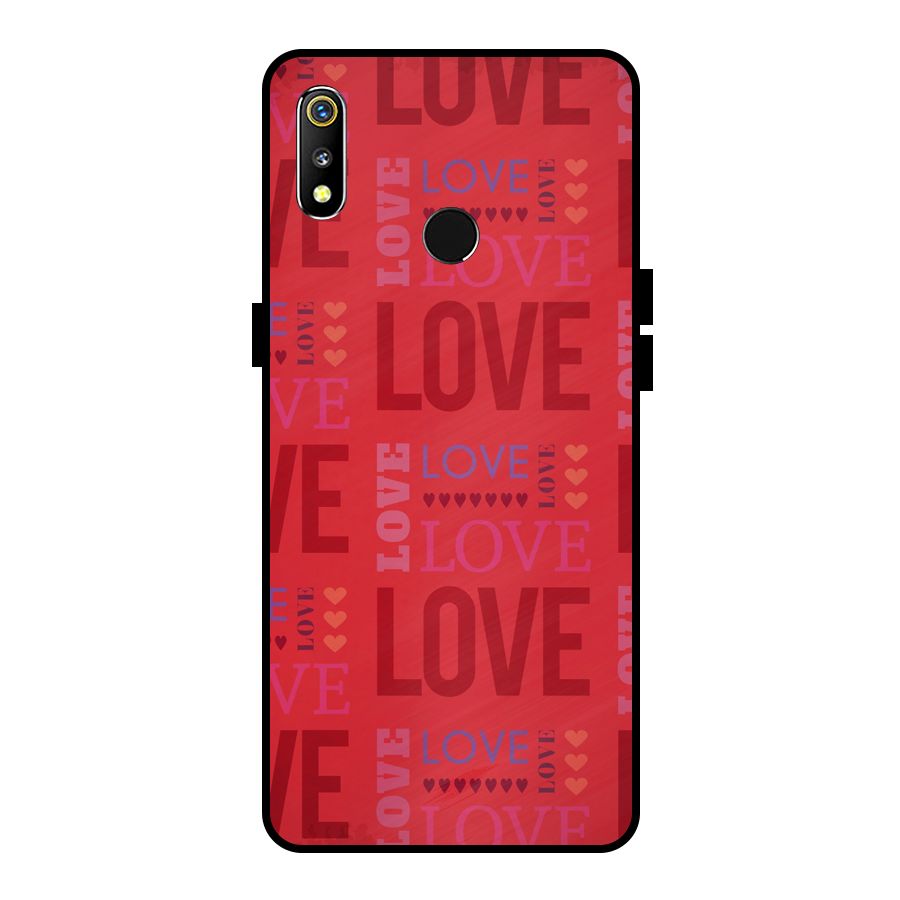 Love Pattern Metal Back Case for Realme 3i