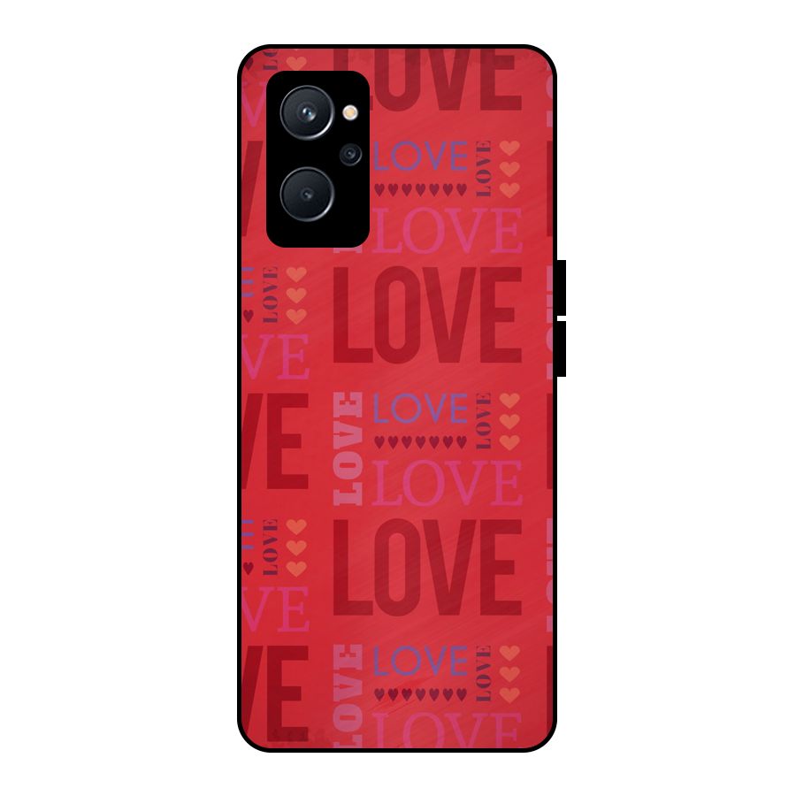 Love Pattern Metal Back Case for Realme 9i 5G