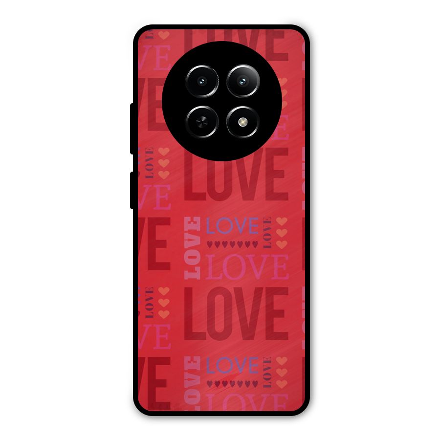 Love Pattern Metal Back Case for Realme Narzo 70x 5G