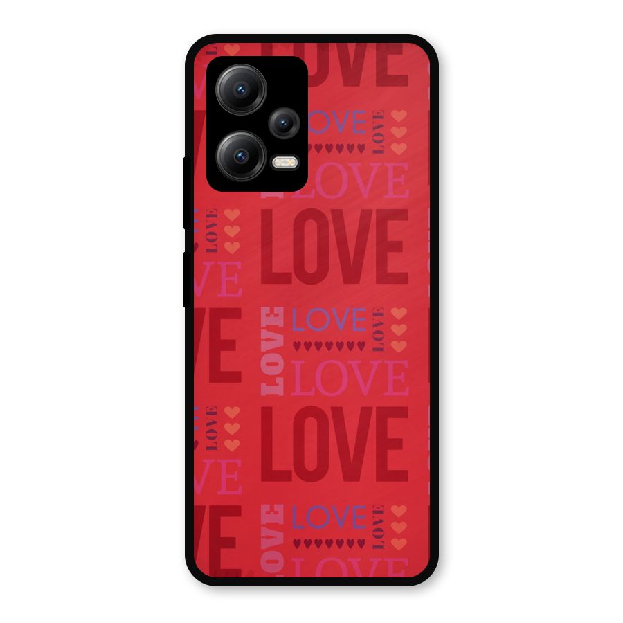 Love Pattern Metal Back Case for Redmi Note 12 5G