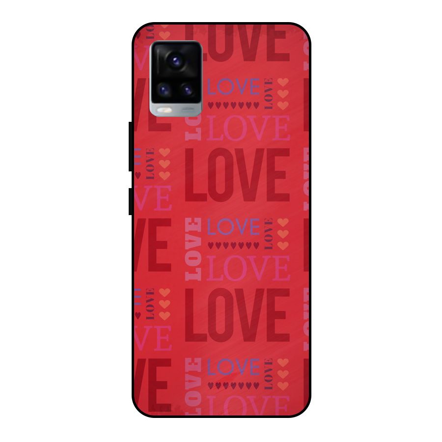 Love Pattern Metal Back Case for Vivo V20 2021