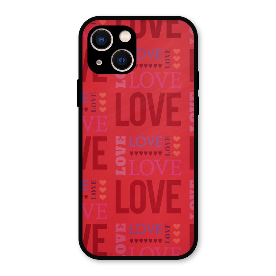 Love Pattern Metal Back Case for iPhone 13