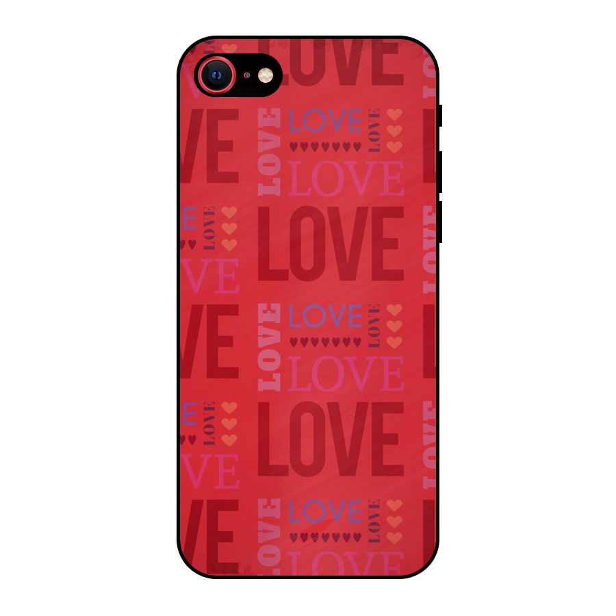 Love Pattern Metal Back Case for iPhone SE 2022