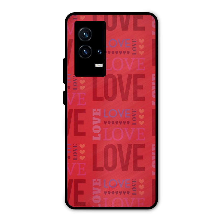 Love Pattern Metal Back Case for iQOO 9 5G