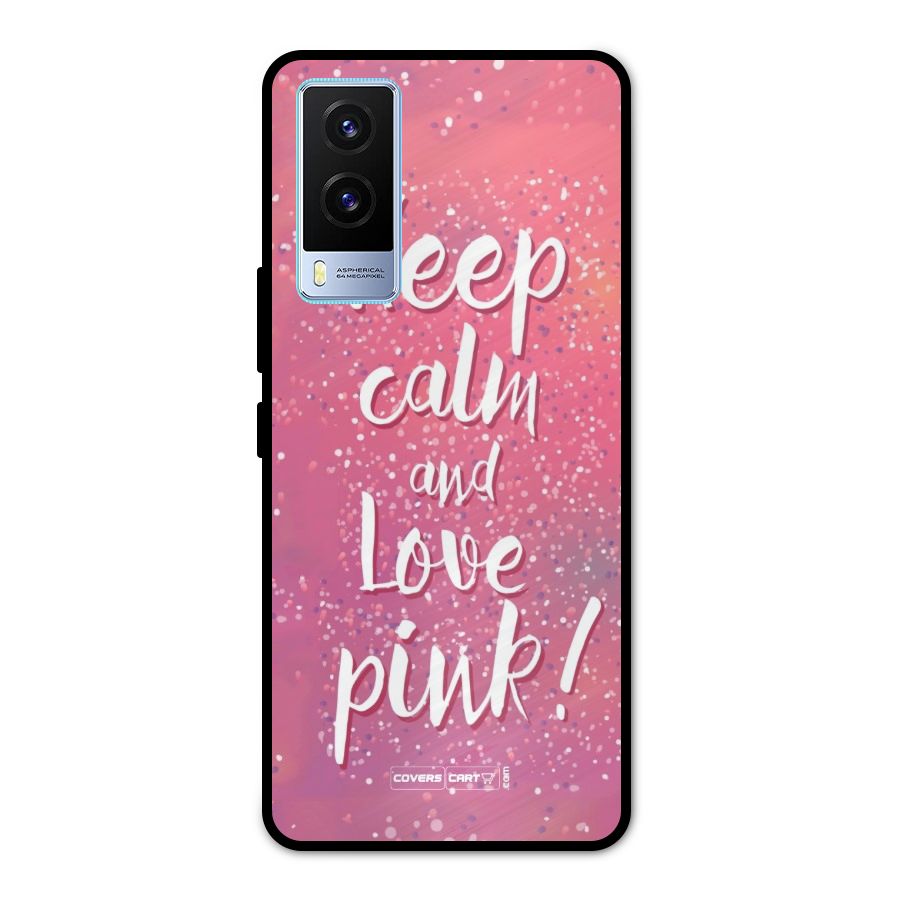 Love Pink Metal Back Case for Vivo V21e 5G