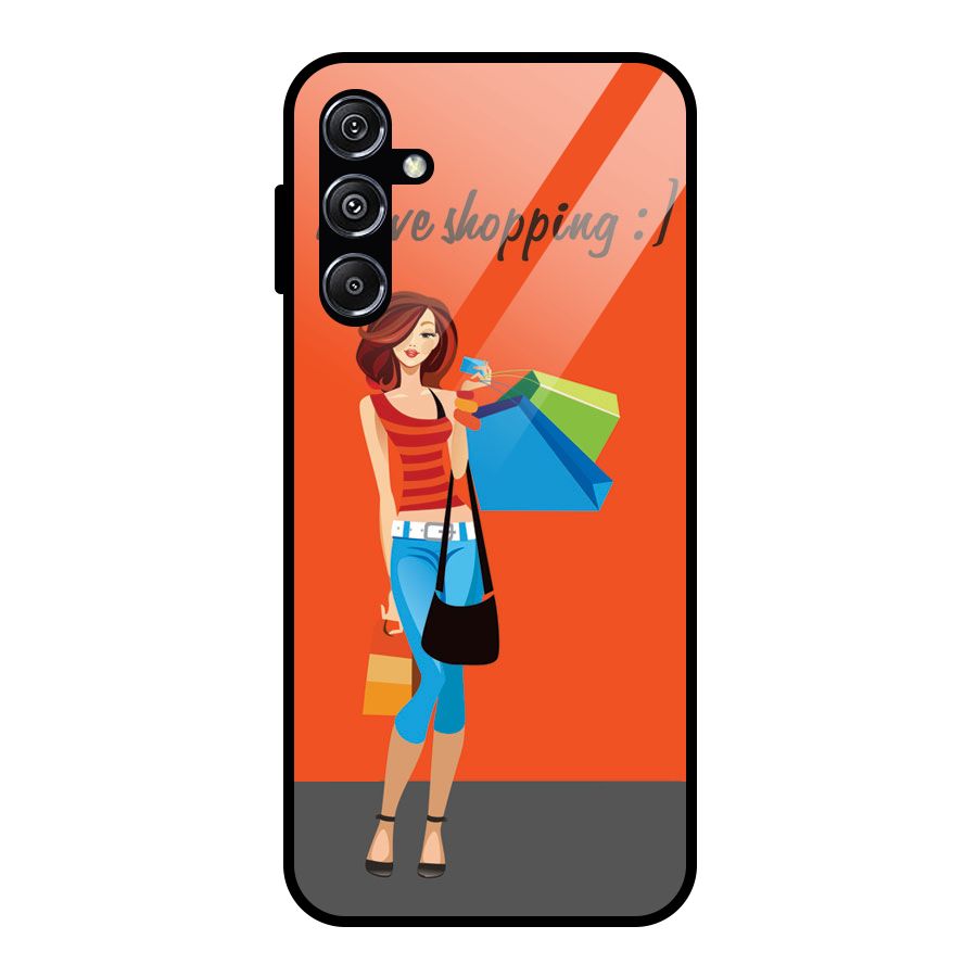 Love Shopping Classy Girl Glass Back Case for Galaxy M34 5G