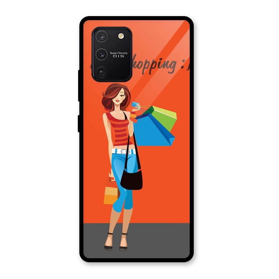 Love Shopping Classy Girl Glass Back Case for Galaxy S10 Lite