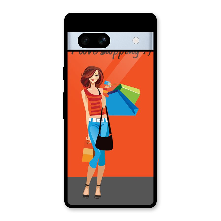 Love Shopping Classy Girl Glass Back Case for Google Pixel 7a