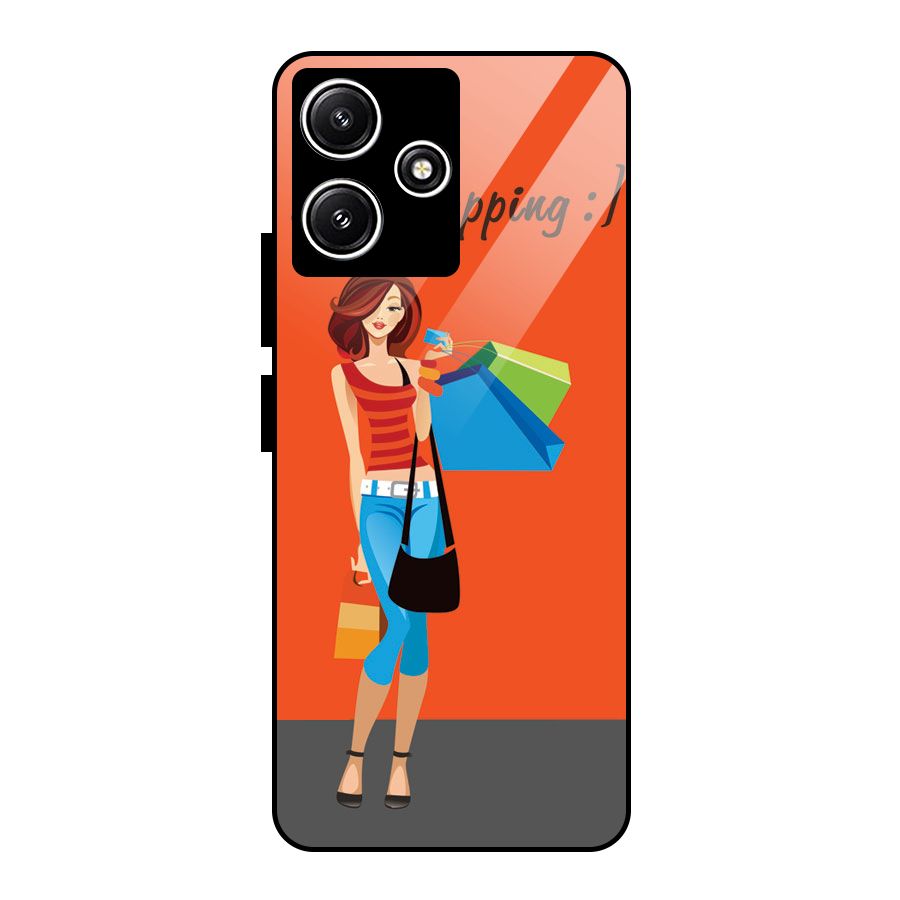 Love Shopping Classy Girl Glass Back Case for Poco M6 Pro