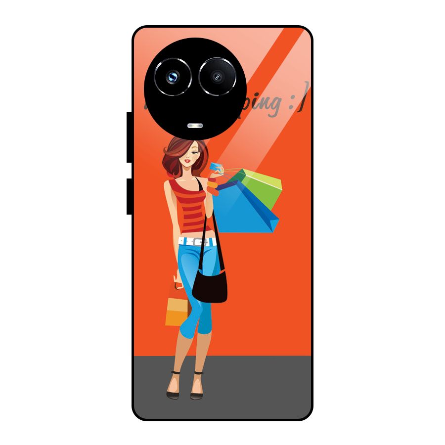 Love Shopping Classy Girl Glass Back Case for Realme Narzo 60X