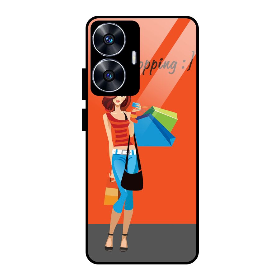 Love Shopping Classy Girl Glass Back Case for realme C55