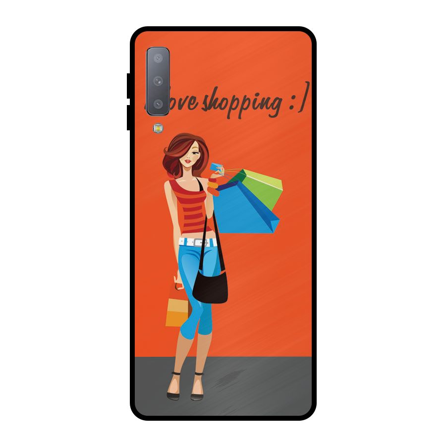 Love Shopping Classy Girl Metal Back Case for Galaxy A7 (2018)
