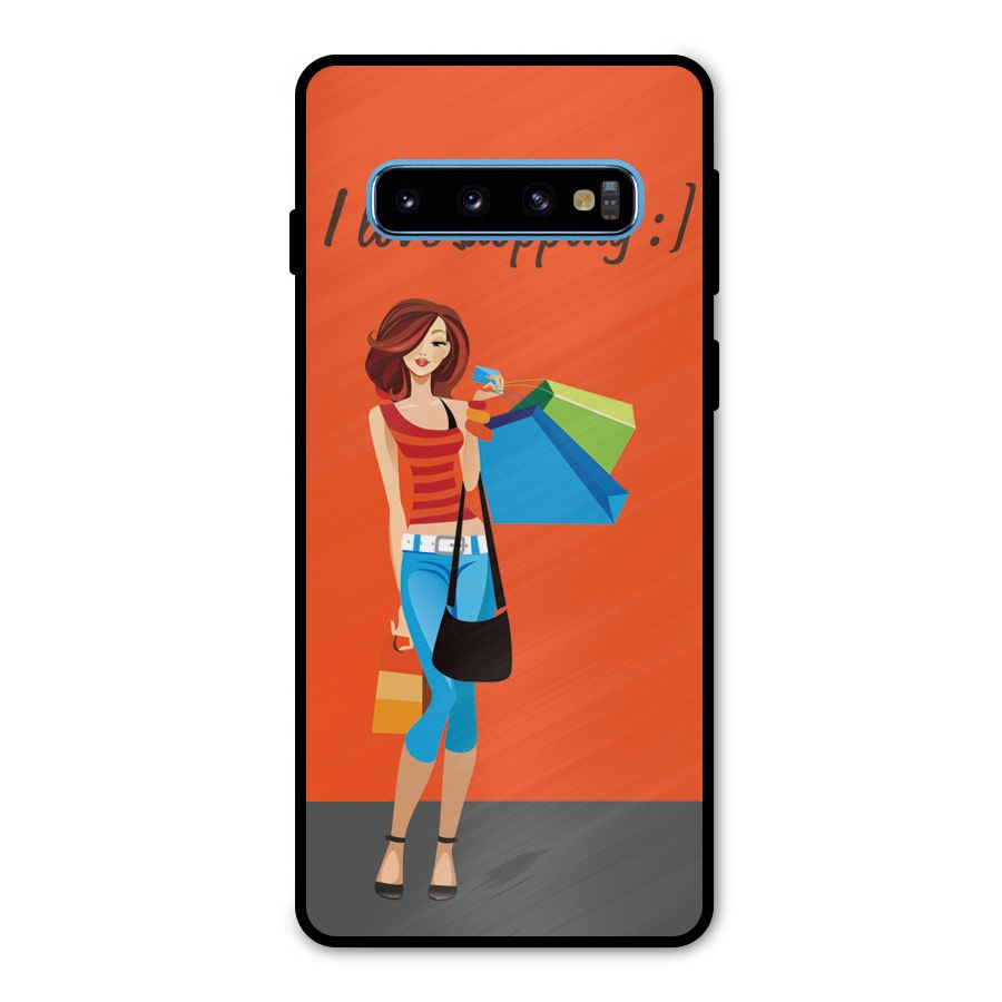 Love Shopping Classy Girl Metal Back Case for Galaxy S10