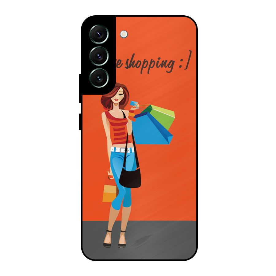 Love Shopping Classy Girl Metal Back Case for Galaxy S22 Plus 5G