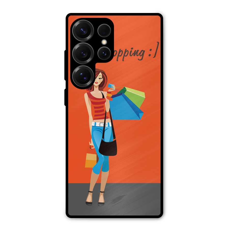 Love Shopping Classy Girl Metal Back Case for Galaxy S25 Ultra
