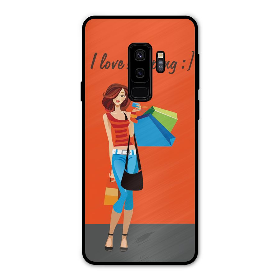 Love Shopping Classy Girl Metal Back Case for Galaxy S9 Plus