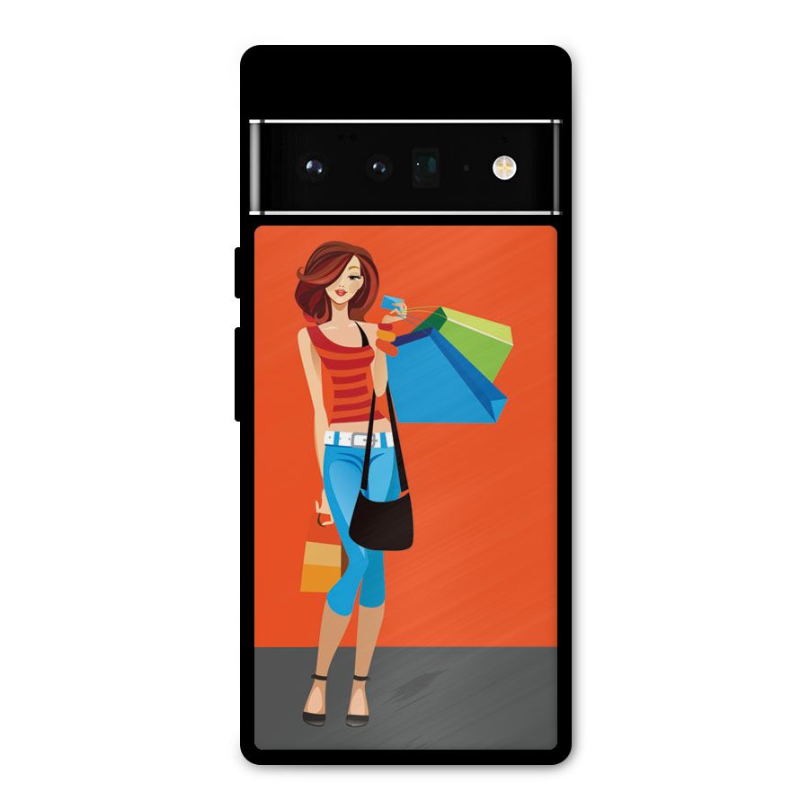 Love Shopping Classy Girl Metal Back Case for Google Pixel 6 Pro