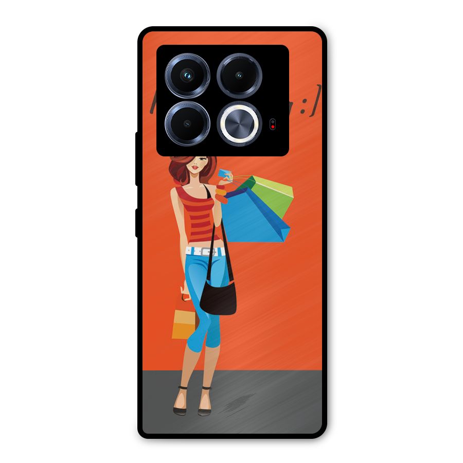 Love Shopping Classy Girl Metal Back Case for Infinix Note 40 5G