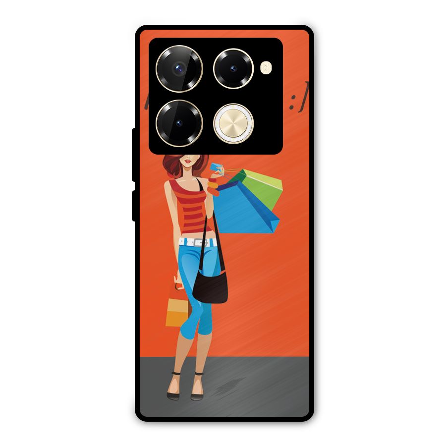 Love Shopping Classy Girl Metal Back Case for Infinix Note 40 Pro
