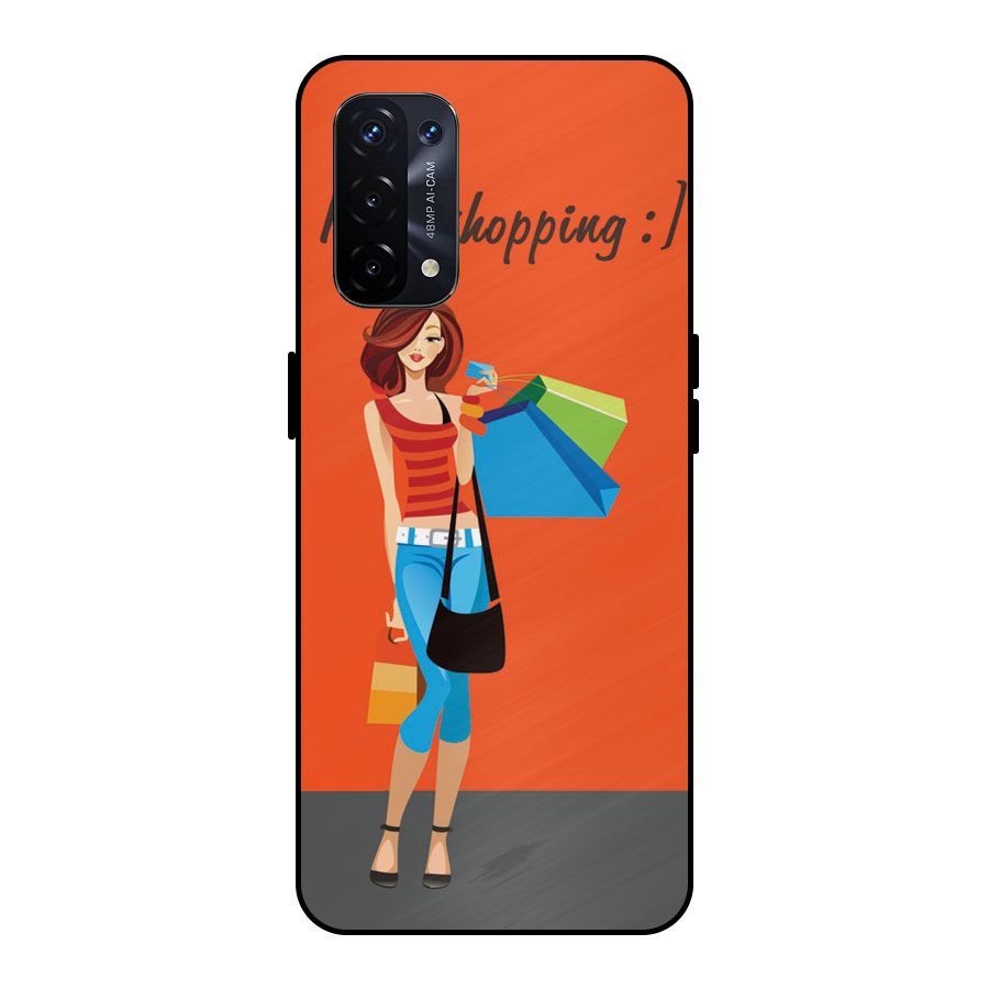 Love Shopping Classy Girl Metal Back Case for Oppo A74 5G
