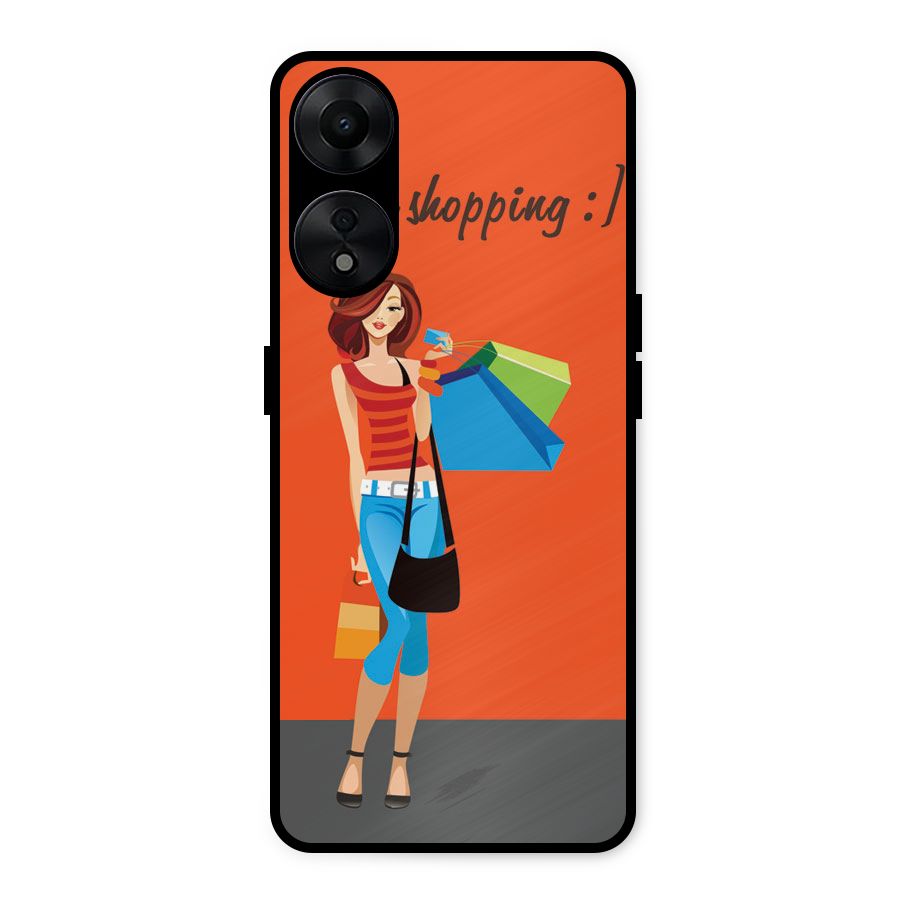 Love Shopping Classy Girl Metal Back Case for Oppo A78 5G