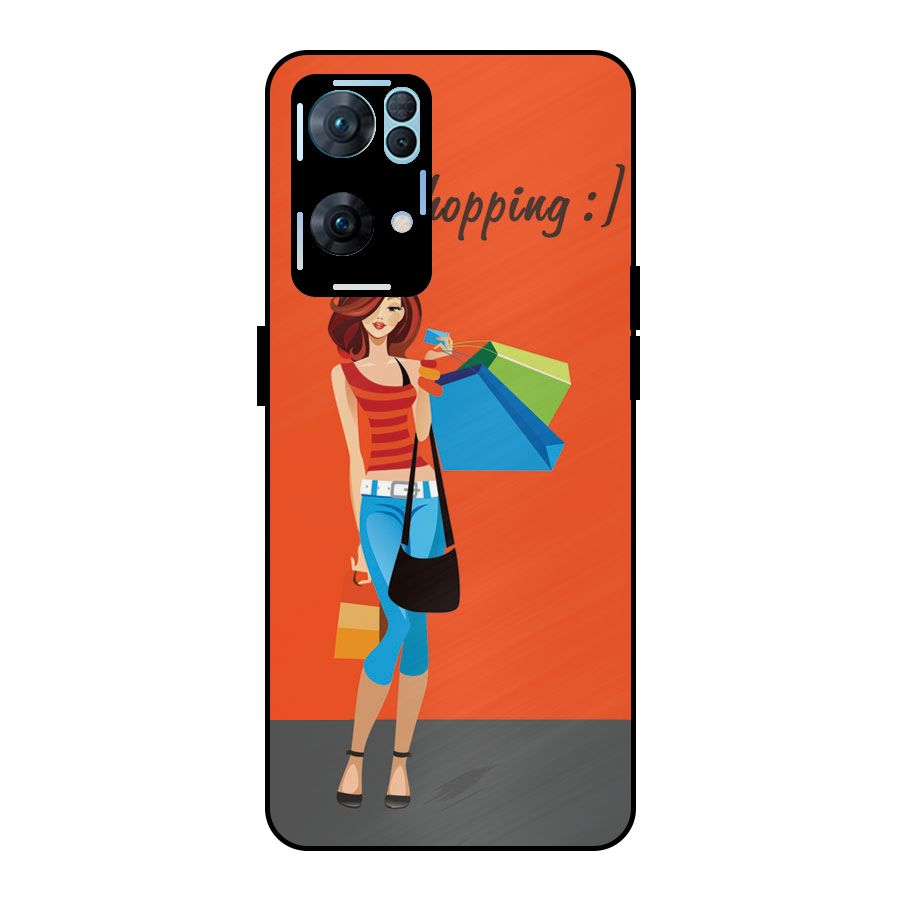 Love Shopping Classy Girl Metal Back Case for Oppo Reno7 Pro 5G