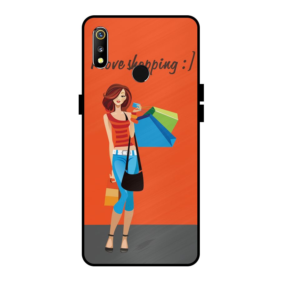 Love Shopping Classy Girl Metal Back Case for Realme 3i