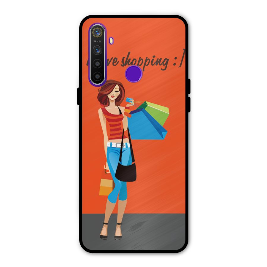 Love Shopping Classy Girl Metal Back Case for Realme 5